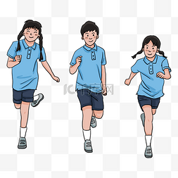 自信奔跑图片_中小学生开学日穿校服的学生们参