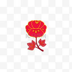 中国风元素牡丹图片_红色矢量创意花朵图案
