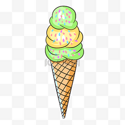 手绘夏季美食蛋卷冰淇淋插画