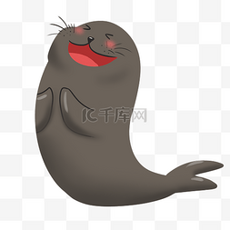 可爱的海狮图片_开心的海狮装饰插画