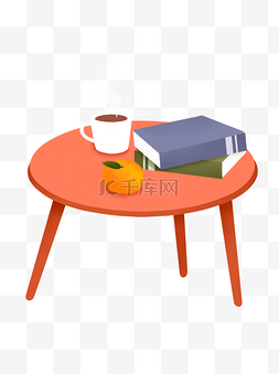 咖啡休闲手绘图片_手绘简约小桌子书本咖啡元素