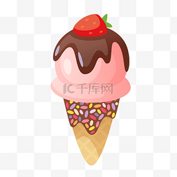 冰淇淋手绘图片_夏季食物手绘水果甜筒