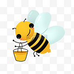 卡通采蜂蜜的小蜜蜂