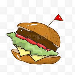 面包西式图片_卡通手绘一只汉堡插画