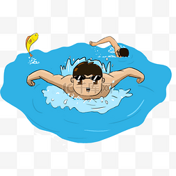 卡通夏季游泳圈图片_夏季水上运动游泳人物插画