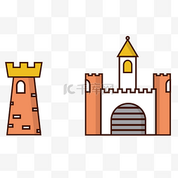 卡通城墙png图片_卡通城堡造型元素