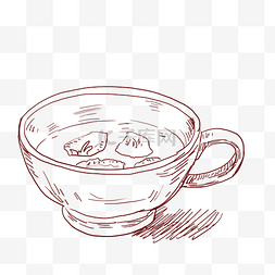 线描咖啡杯手绘插画
