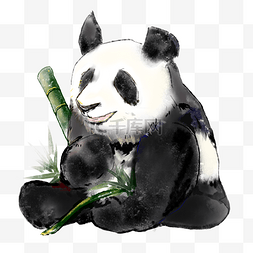 熊猫考他那个图片_中国风水墨熊猫手绘插画