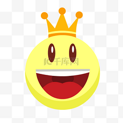 卡通的笑容图片_黄色圆形带皇冠可爱的圆形笑脸