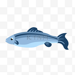 游动图片_蓝色的深海鱼手绘插画