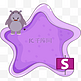 紫色星星动物边框元素
