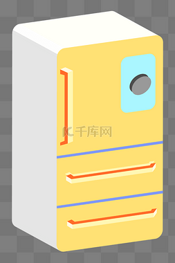 2.5D卡通黄色冰箱
