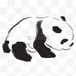 国宝熊猫水墨手绘插画