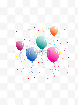 漂浮彩色气球图片_漂浮气球元素之卡通节日庆祝