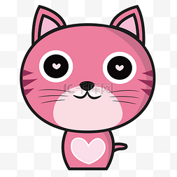 猫咪下载图片_卡通粉红可爱猫免费下载