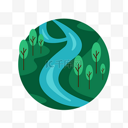 绿色湿地风景矢量插画
