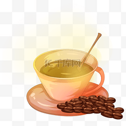 咖啡豆咖啡杯插画