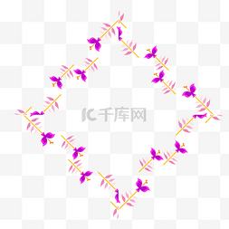 紫色花卉边框图片_矢量卡通扁平化紫色花卉边框