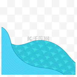 传统水波纹图片_卡通手绘水面浪花海面波浪中国传