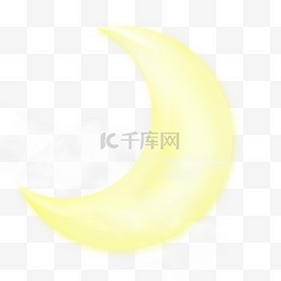 黄色月亮图片_手绘弯弯的月亮免抠图