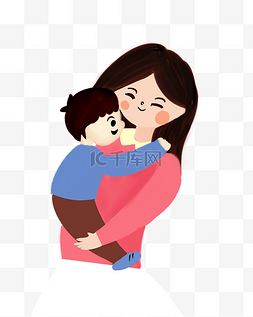 手绘拥抱母亲图片_母亲节亲子母亲抱宝宝