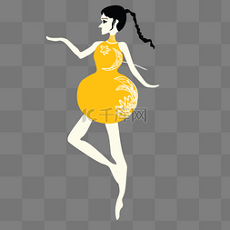 黄色葫芦裙子的小女孩 