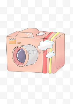 粉色的旅游相机插画