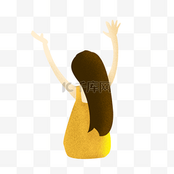 黄色吊带图片_黑色长发双手举起来小女孩设计图