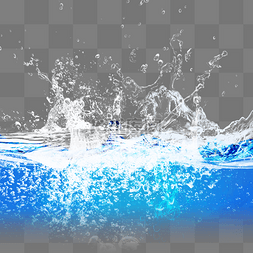 蓝色透明水珠图片_蓝色水花水滴元素