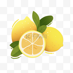 平面装饰图案图片_手绘平面新鲜柠檬png免抠