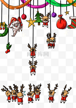 圣诞q版麋鹿图片_圣诞节圣诞老人麋鹿小挂饰