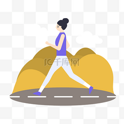 跑步速度图片_卡通风跑步的女人