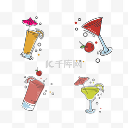 卡通饮品小图片_4款手绘彩色果汁