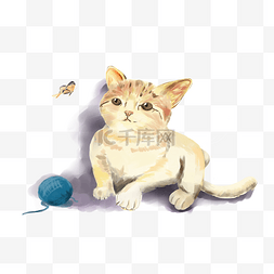 小绒玩具图片_手绘小猫装饰素材