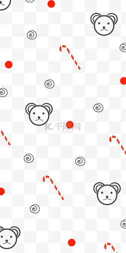 红色小圆球图片_手绘圣诞布纹小熊插画