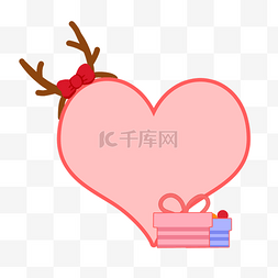 红色爱心底纹图片_手绘圣诞礼物边框