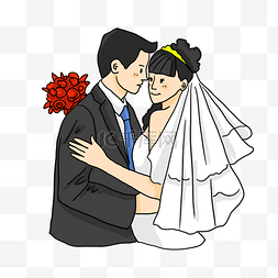 新婚婚纱照图片_婚礼季新婚夫妇手拿玫瑰花束拍照