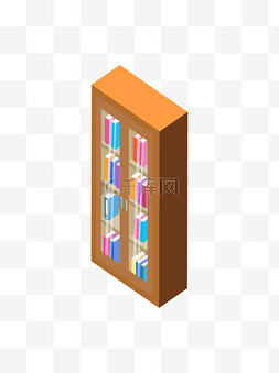 2.5D玻璃书柜书架家具元素