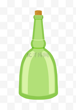 卡通手绘绿色酒瓶子