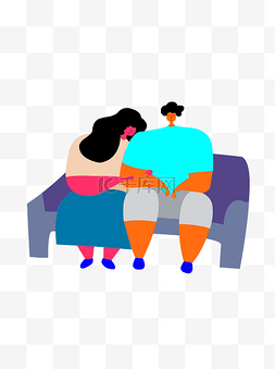 情侣坐沙发图片_沙发上坐着的情侣元素