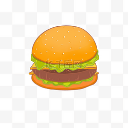 牛肉汉堡美食插画