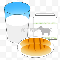 早餐奶杯子图片_手绘营养早餐牛奶