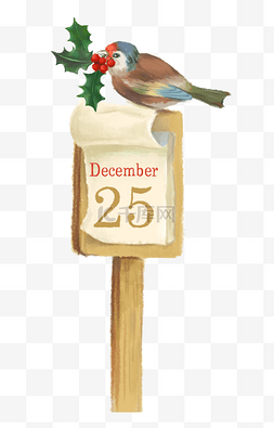 圣诞节日历图片_圣诞节小鸟日历挂牌装饰