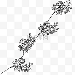黑色线条花朵装饰图案