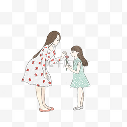 亲情温馨插画图片_母亲节的温馨母女