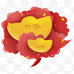 新年文字年框图片_中国风新年红色金元宝祥云文字框