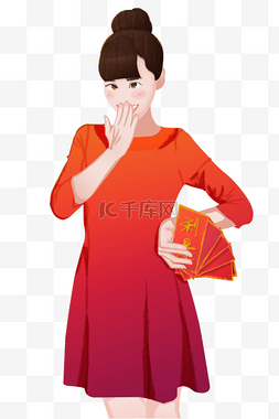 钱美女图片_可爱女孩迎新春利是钱红包