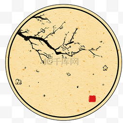 国风手绘电商图片_中国风水墨梅花电商边框