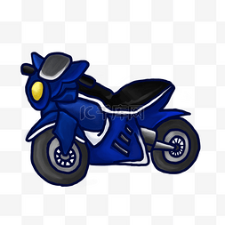 蓝色摩托车图片_卡通蓝色摩托车插画