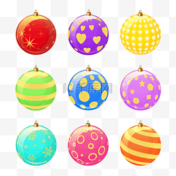 彩色圣诞装饰球图片_圣诞节精美卡通装饰球矢量图